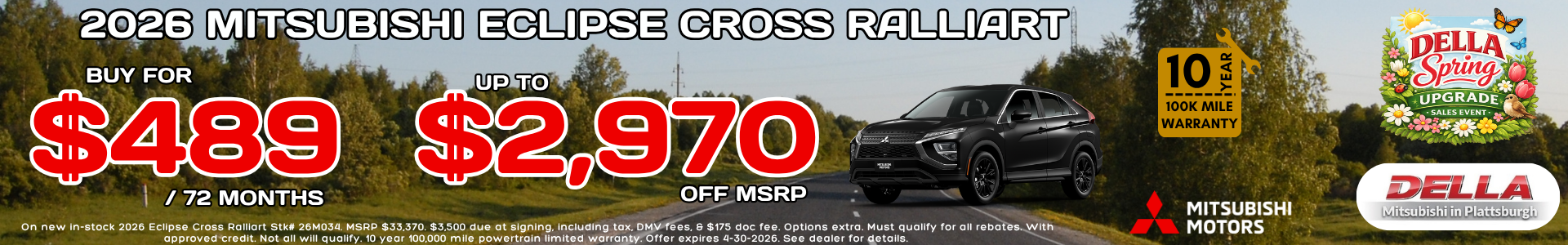 New Mitsubishi Eclipse Cross sale at DELLA Mitsubishi in Plattsburgh