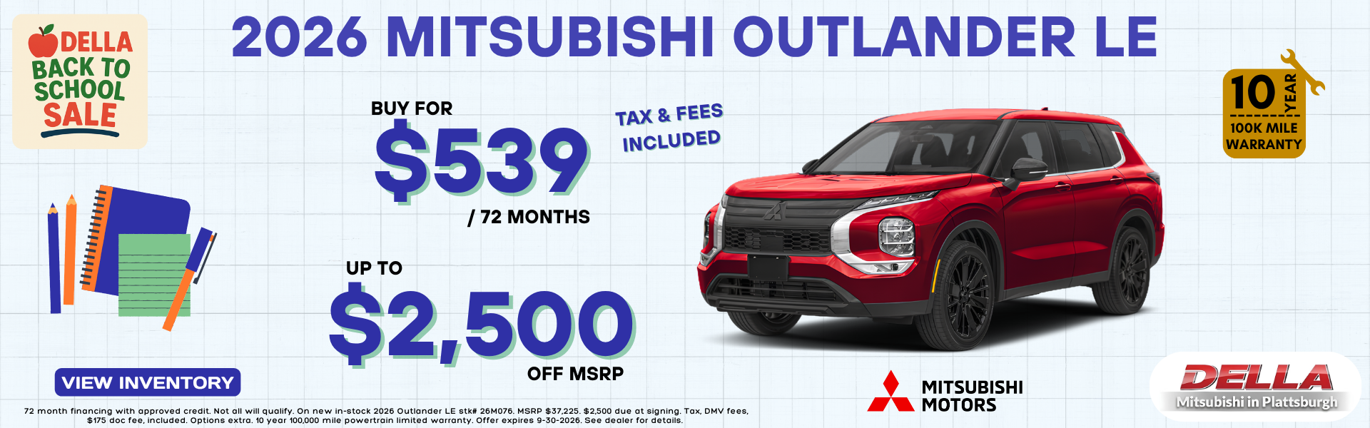 2026 Mitsubishi Outlander for sale in Plattsburgh